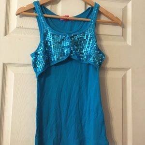 Forever 21 sequined turquoise tank top Size Small